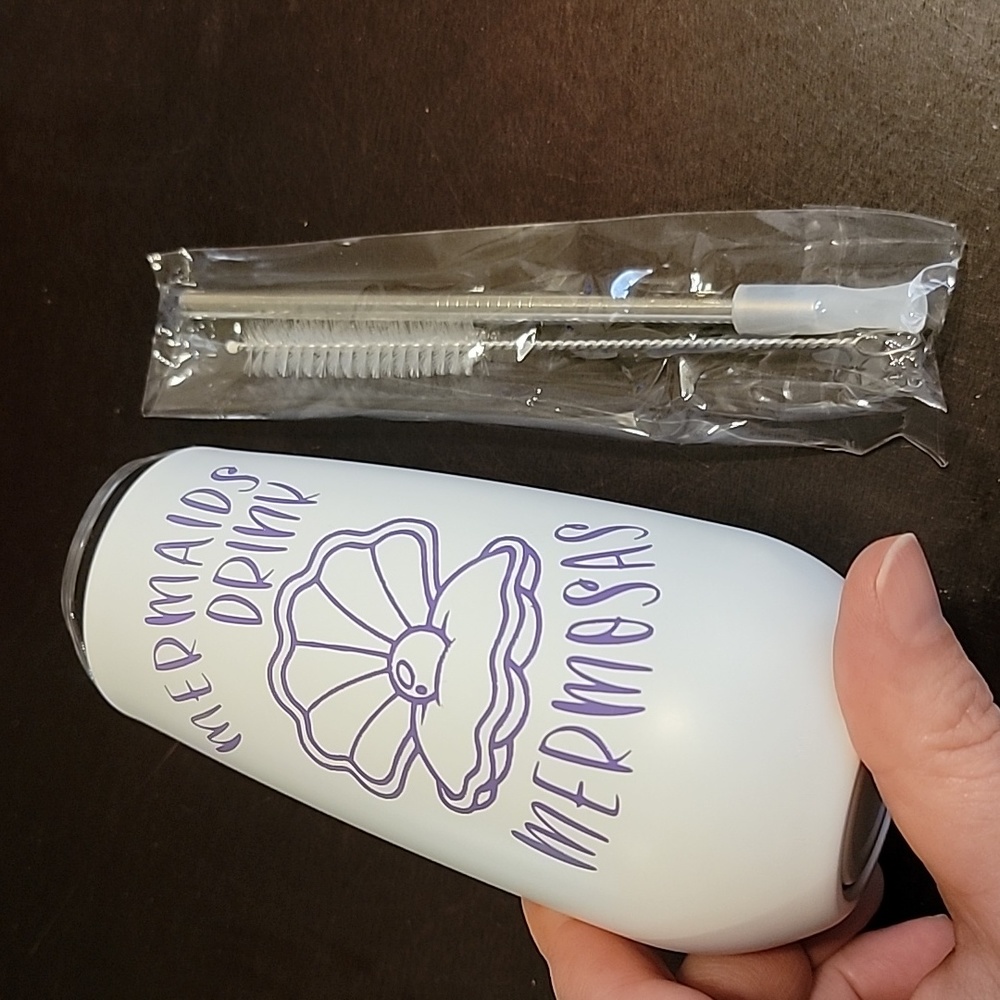 Insulated tumbler, with straw and cleaner